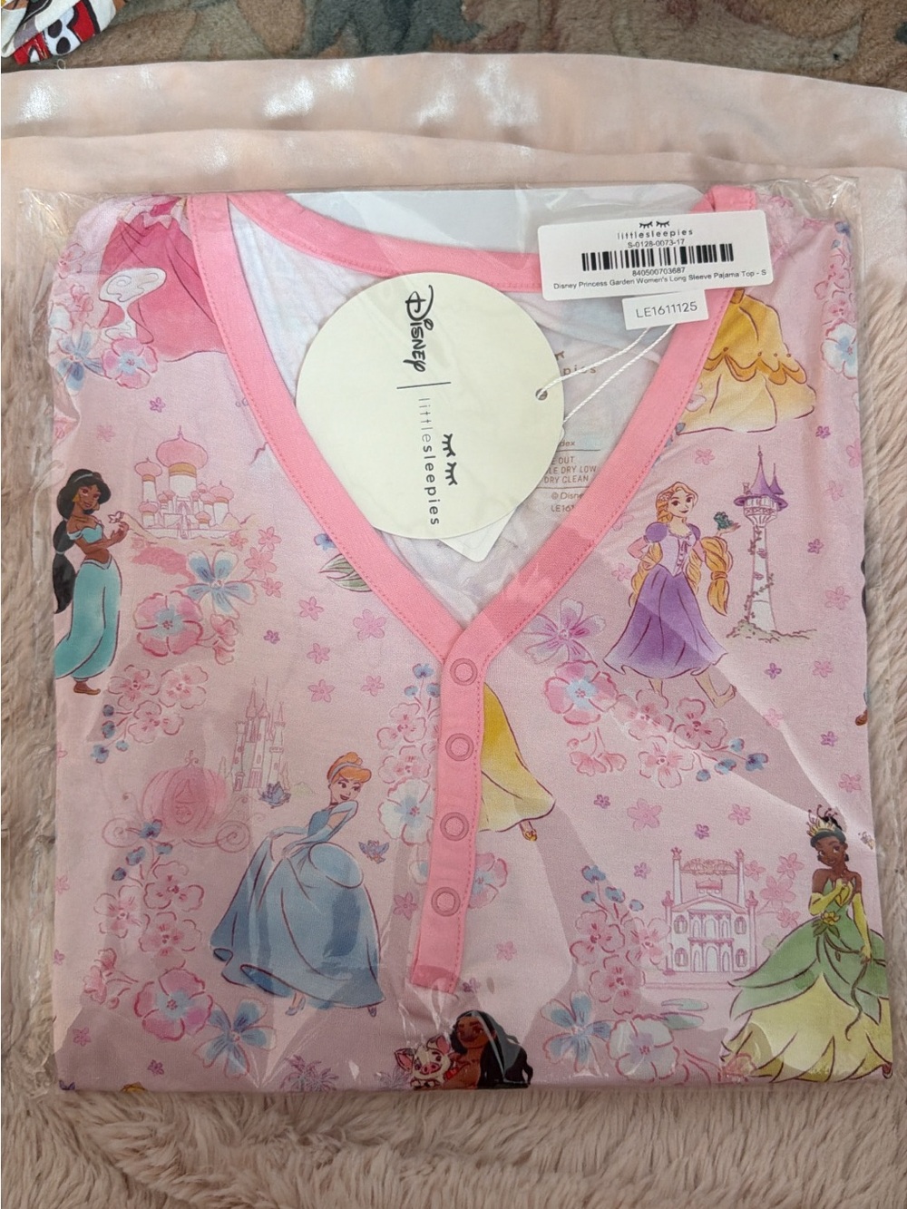 Little Sleepies Pink Disney Princess Snap-Front Pajama Top